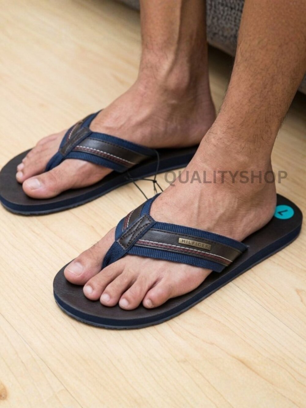 Tommy Hilfiger Men's Slide Sandal flip flop brown